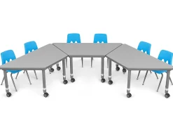 Flex-Space Mobile Trapezoid Table - Gray