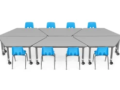 Flex-Space Mobile Trapezoid Table - Gray