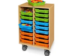 Flex-Space Mobile 18-Tray Storage Center - Maple