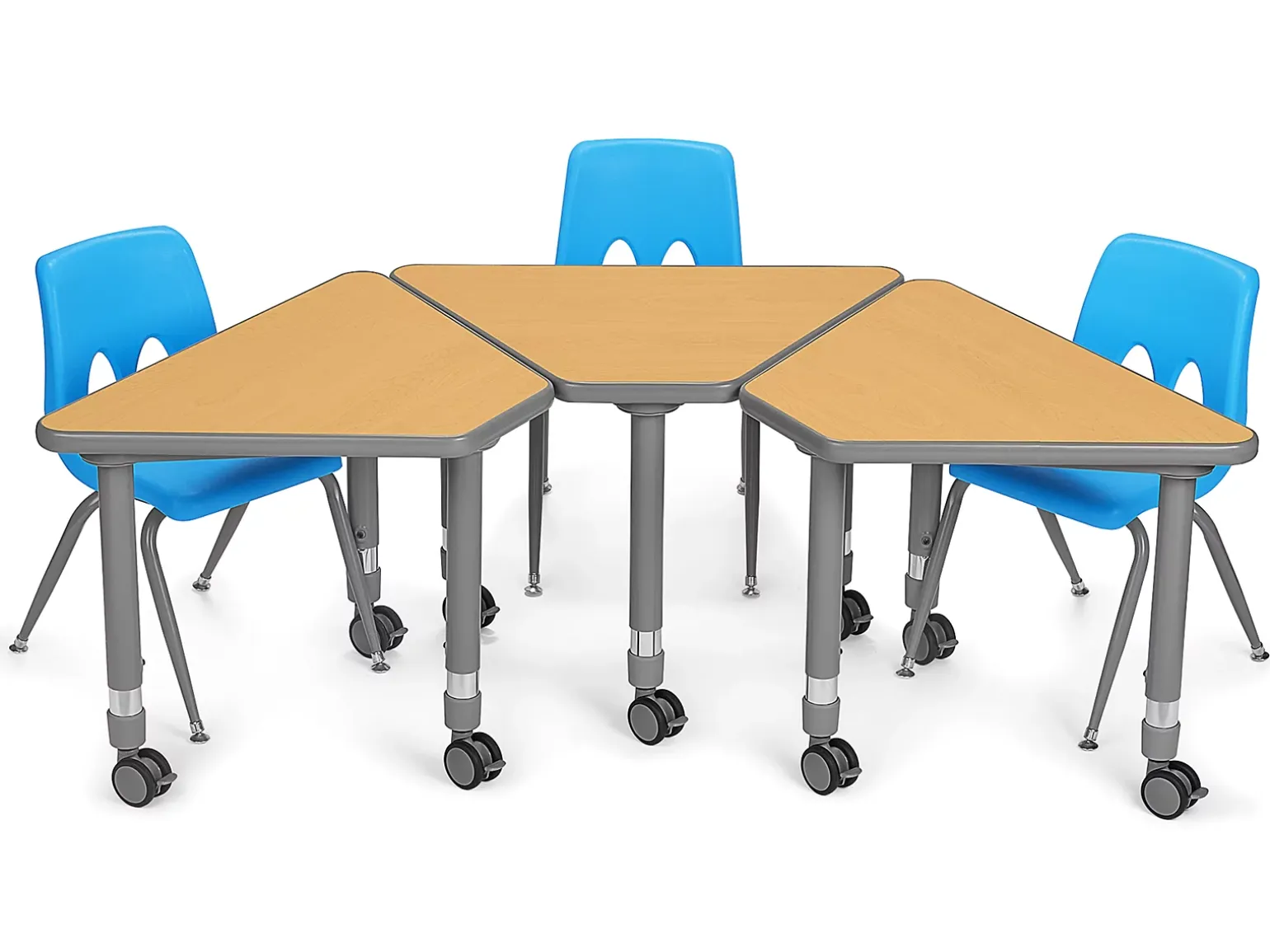 Flex-Space Mobile Wedge Student Desk - Maple
