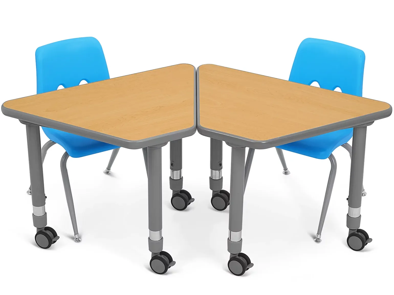 Flex-Space Mobile Wedge Student Desk - Maple