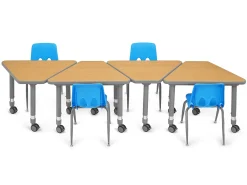 Flex-Space Mobile Wedge Student Desk - Maple