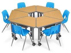 Flex-Space Mobile Wedge Student Desk with Book Box - Maple