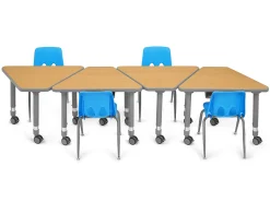 Flex-Space Mobile Wedge Student Desk with Book Box - Maple