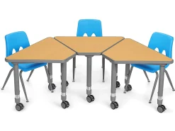 Flex-Space Mobile Wedge Student Desk with Book Box - Maple