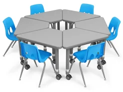 Flex-Space Mobile Wedge Student Desk - Gray