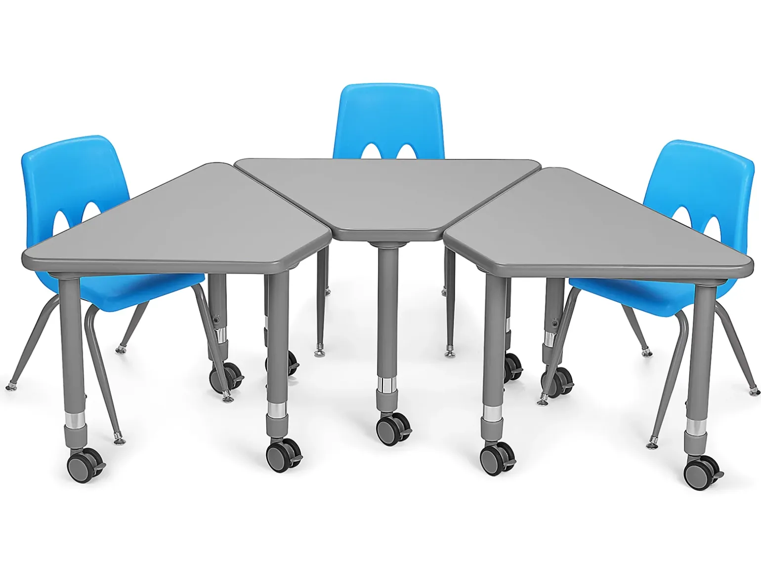 Flex-Space Mobile Wedge Student Desk - Gray