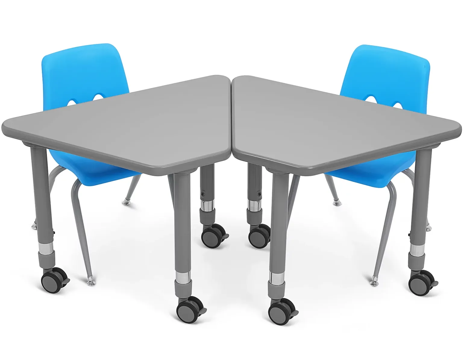 Flex-Space Mobile Wedge Student Desk - Gray