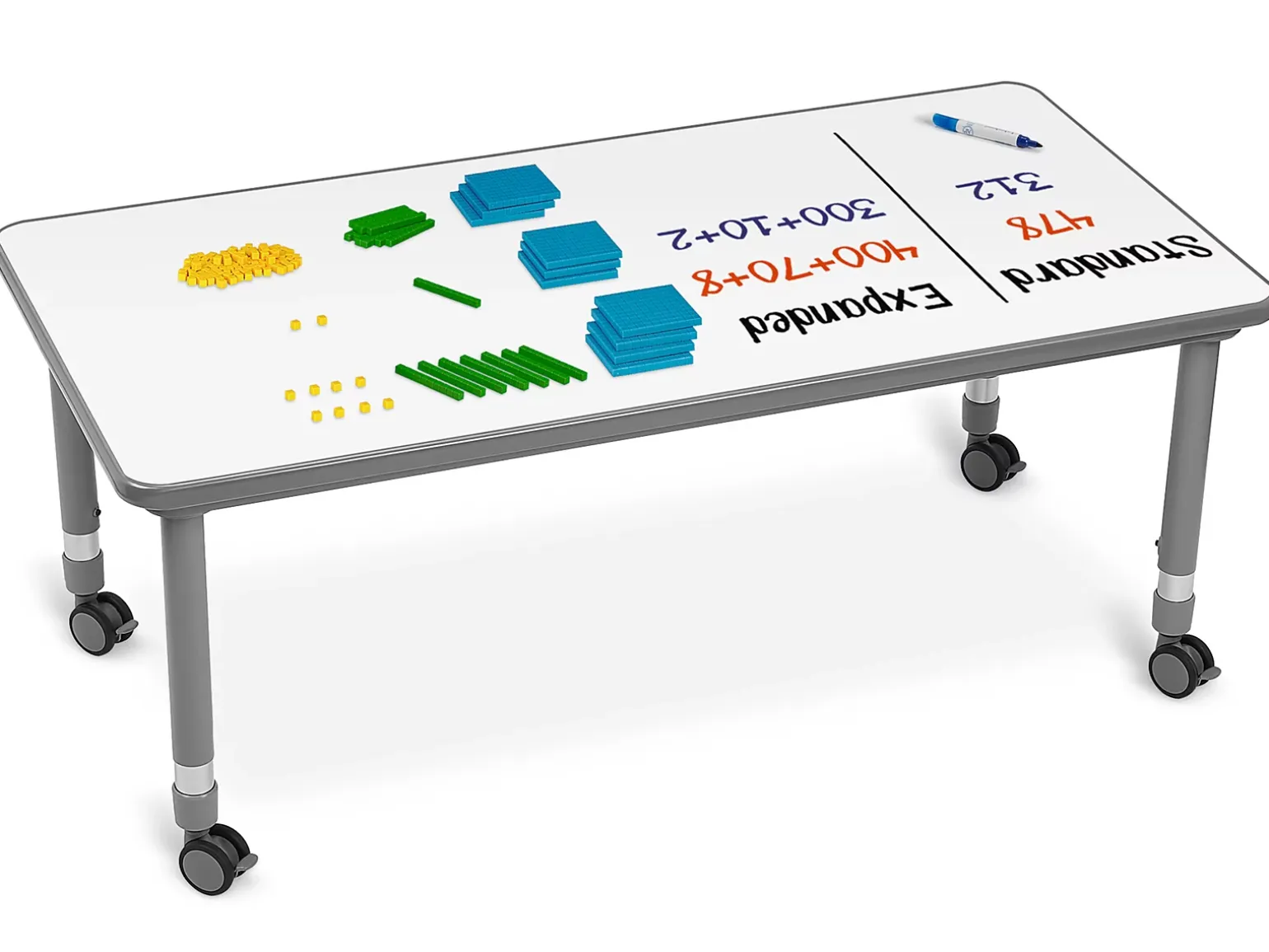 Flex-Space Write & Wipe Mobile Rectangular Table