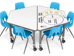 Flex-Space Write & Wipe Mobile Trapezoid Table