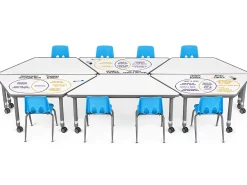 Flex-Space Write & Wipe Mobile Trapezoid Table