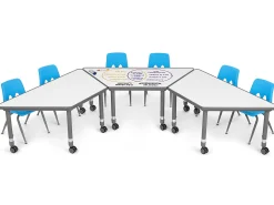 Flex-Space Write & Wipe Mobile Trapezoid Table