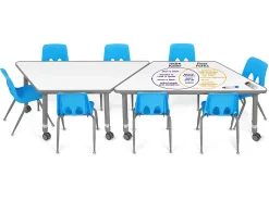 Flex-Space Write & Wipe Mobile Trapezoid Table