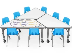 Flex-Space Write & Wipe Mobile Trapezoid Table