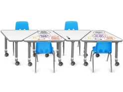 Flex-Space Write & Wipe Mobile Wedge Student Desk
