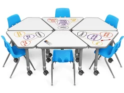 Flex-Space Write & Wipe Mobile Wedge Student Desk