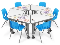 Flex-Space Write & Wipe Mobile Wedge Student Desk