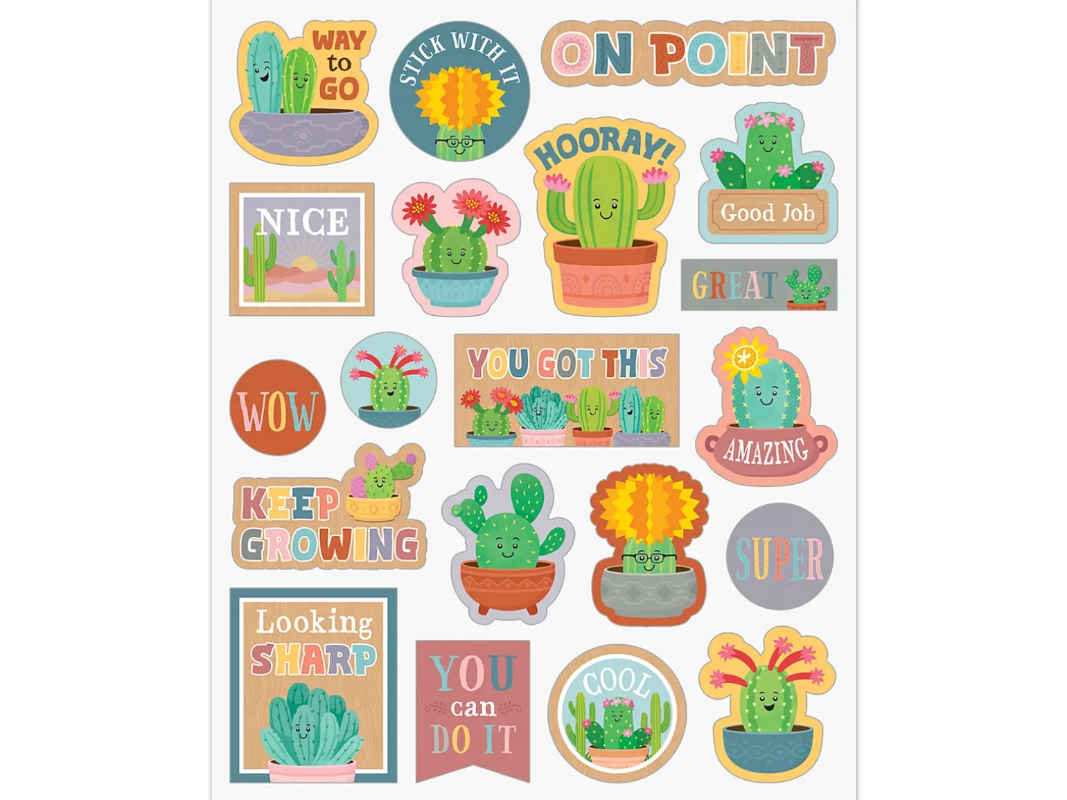 Happy Cactus Crew Motivational Stickers