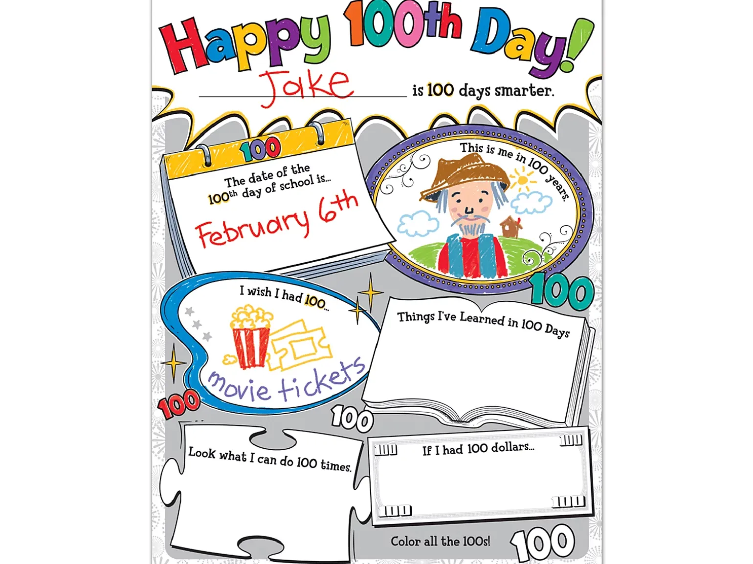 Happy 100th Day! All About Me Posters - Set of 32