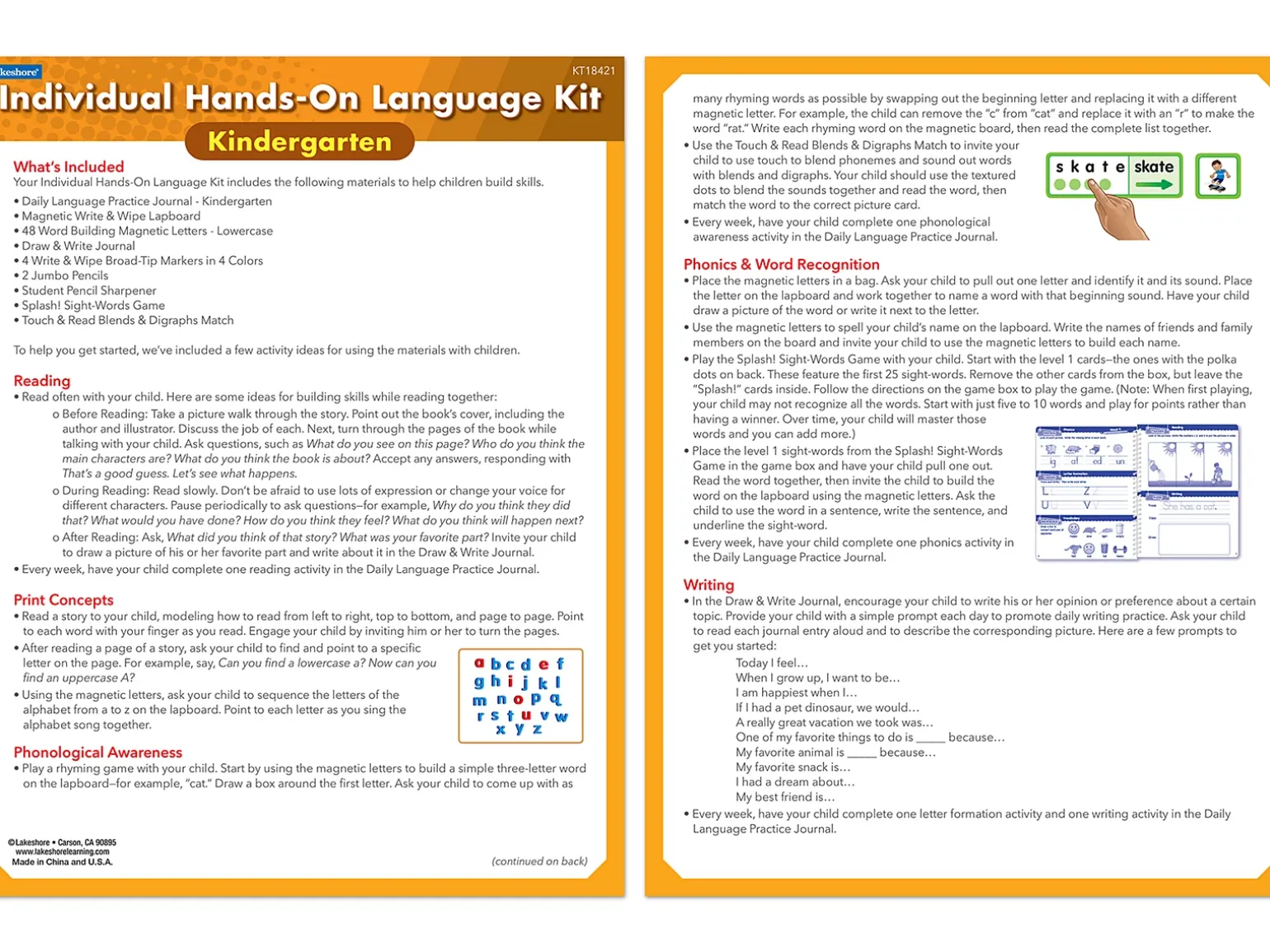 Individual Hands-On Language Kit – Kindergarten