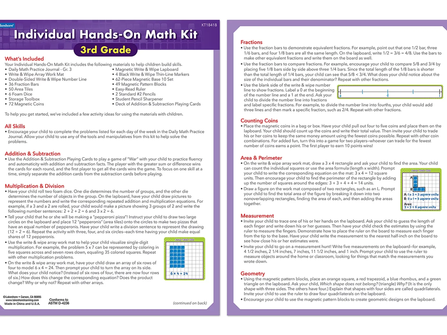 Individual Hands-On Math Kit – Gr. 3