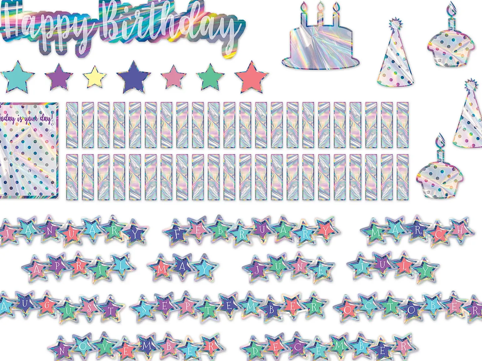 Iridescent Birthday Bulletin Board Set