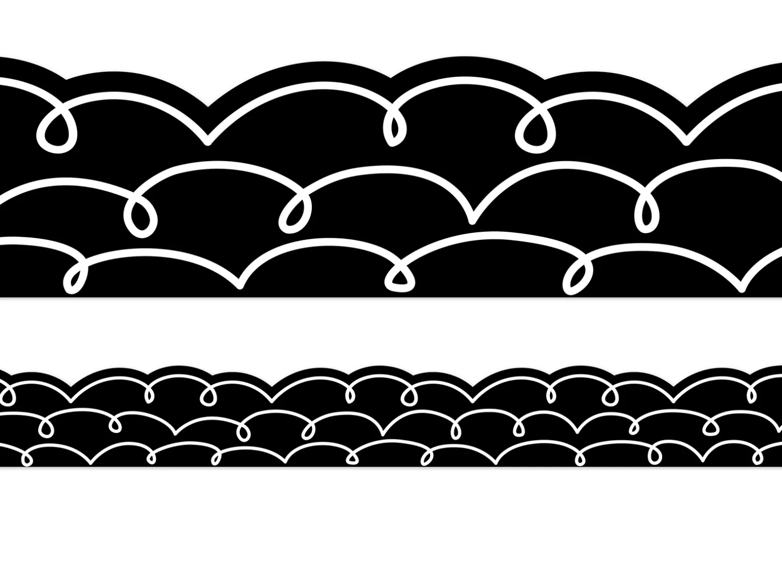 Loop-De-Loop Black & White Scalloped Border