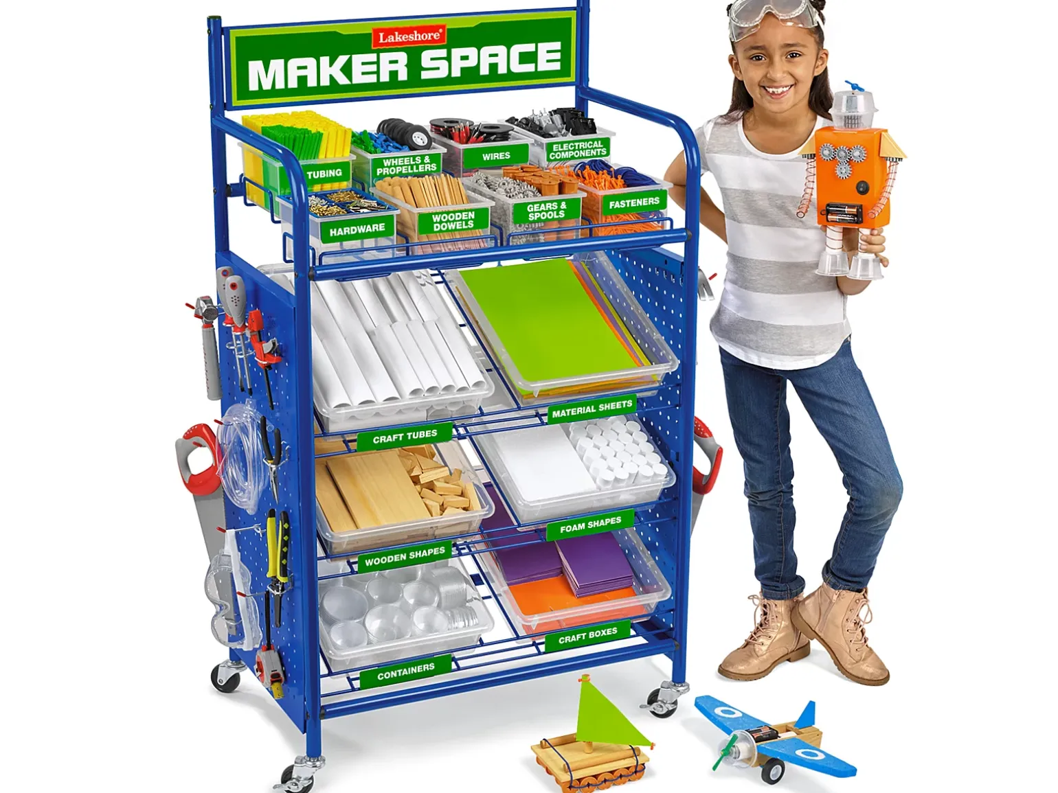 Maker Space Mobile Project Cart - Fully Loaded