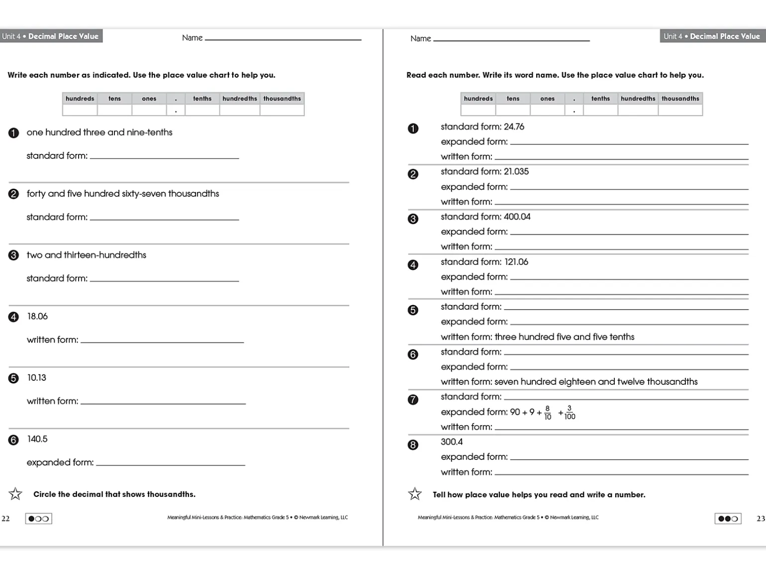Mathematics Workbook - Gr. 5
