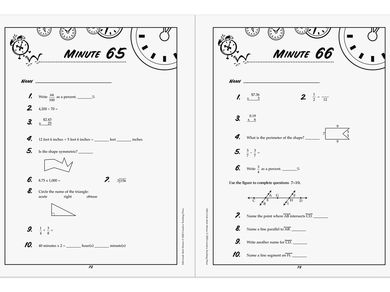Math Minutes Workbook - Gr. 5