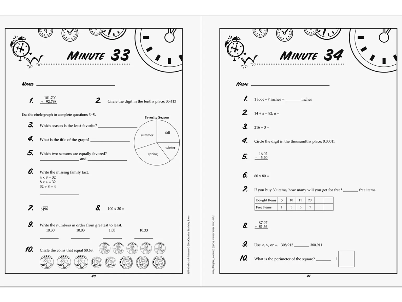 Math Minutes Workbook - Gr. 5