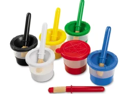 Mini No-Spill Paint Cups & Brushes - Set of 6