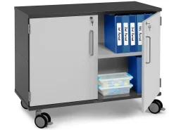 Modern Edge Mobile 2-Shelf Locking Storage Cabinet