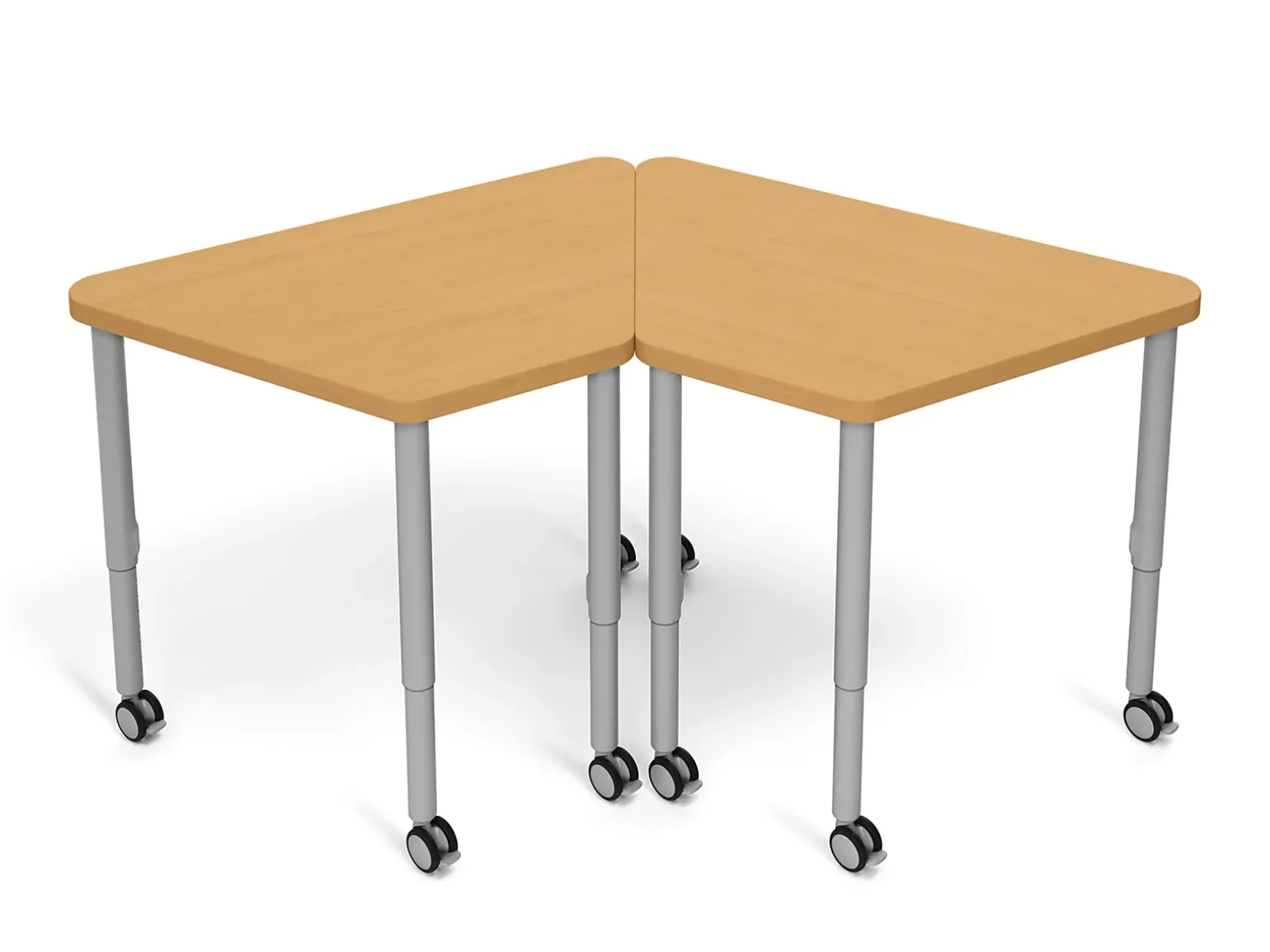 Modern Edge Mobile Trapezoid Student Desk with Book Box
