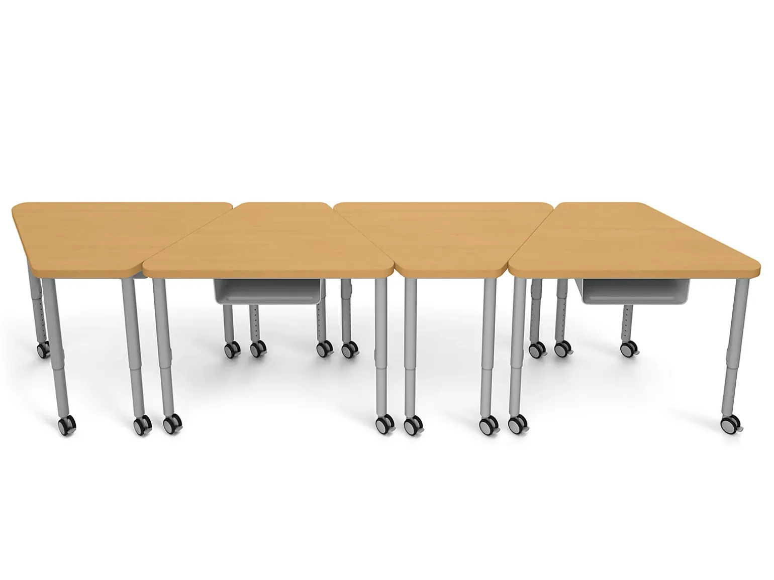 Modern Edge Mobile Trapezoid Student Desk with Book Box
