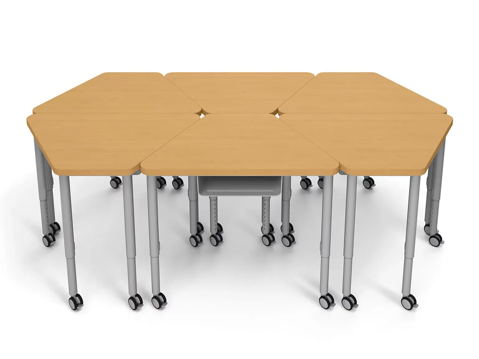 Modern Edge Mobile Trapezoid Student Desk with Book Box