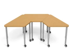 Modern Edge Mobile Trapezoid Student Desk with Book Box