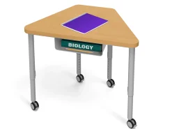 Modern Edge Mobile Trapezoid Student Desk with Book Box