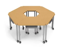 Modern Edge Mobile Trapezoid Student Desk with Book Box