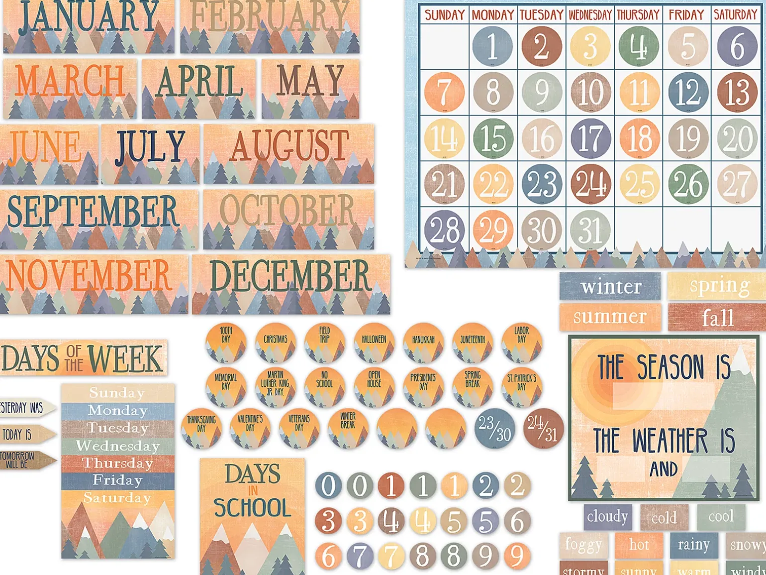 Moving Mountains Calendar Bulletin Board Set