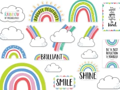 Rainbow Doodles Motivational Bulletin Board Set
