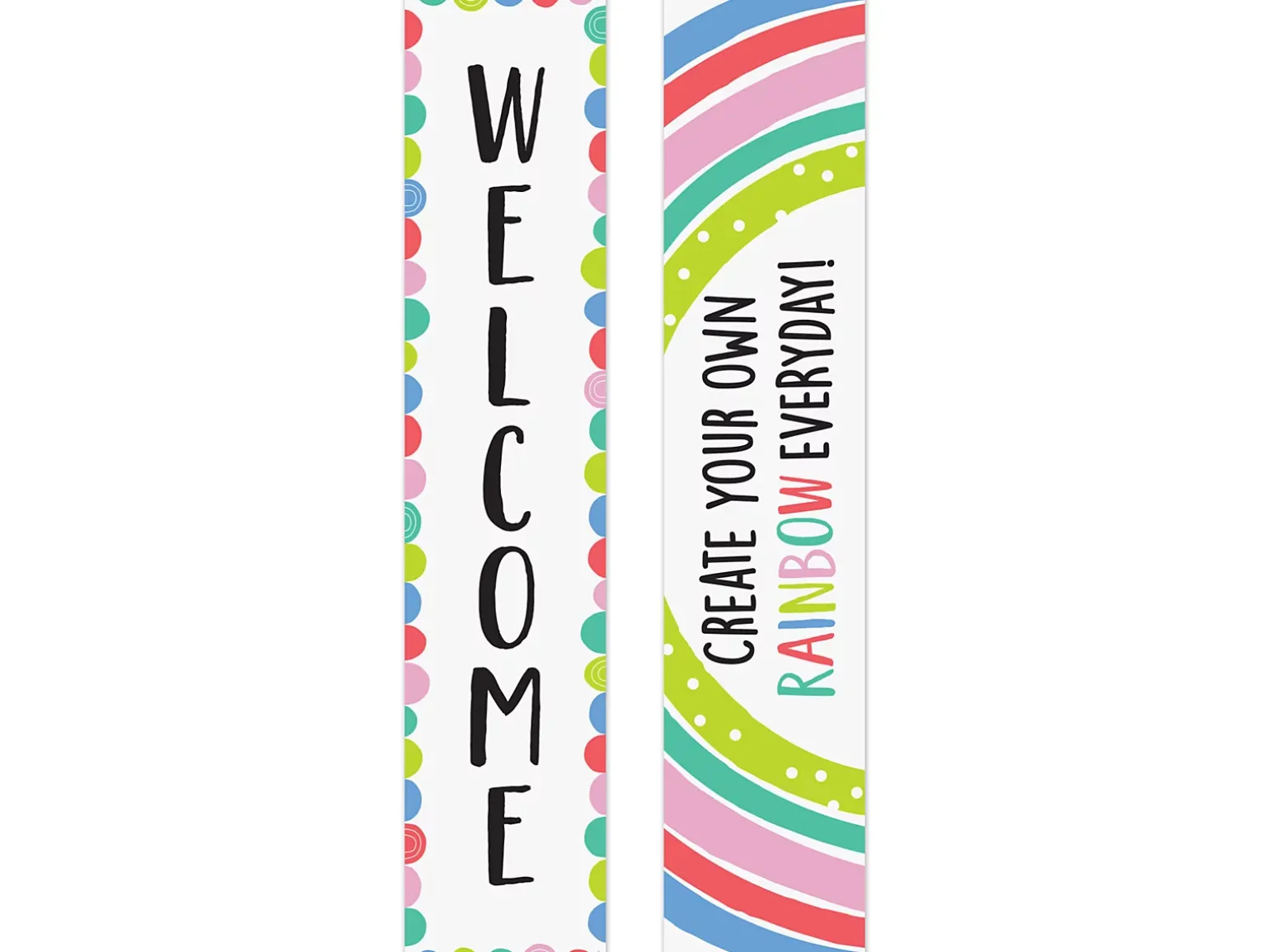 Rainbow Doodles Welcome Double-Sided Banner