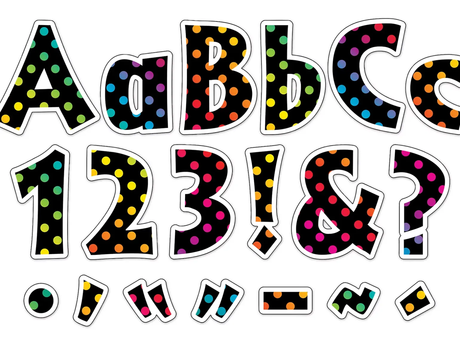 Rainbow Polka Dot 4" Punch-Out Letters