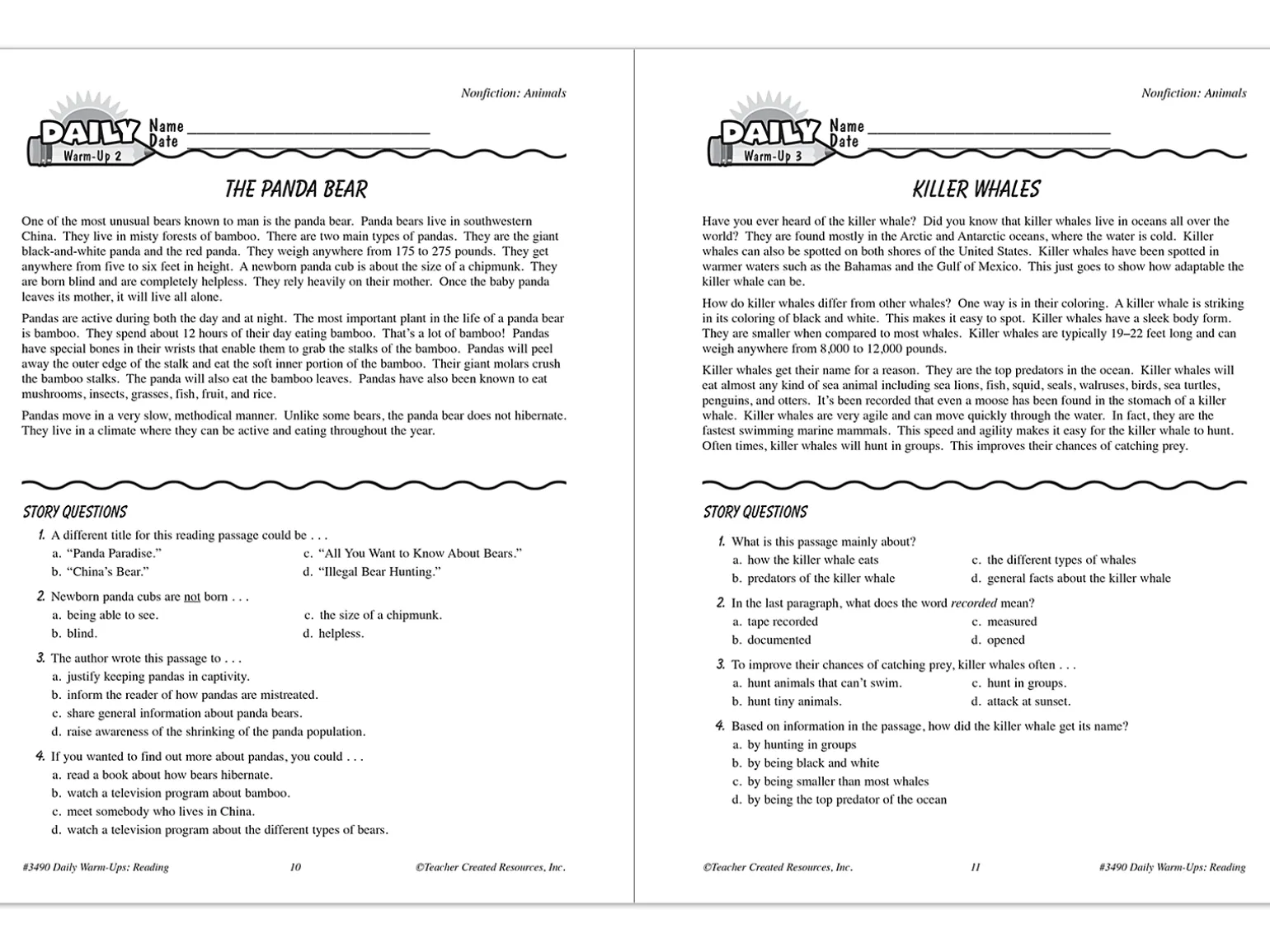 Reading Daily Warm-Ups Workbook - Gr. 4