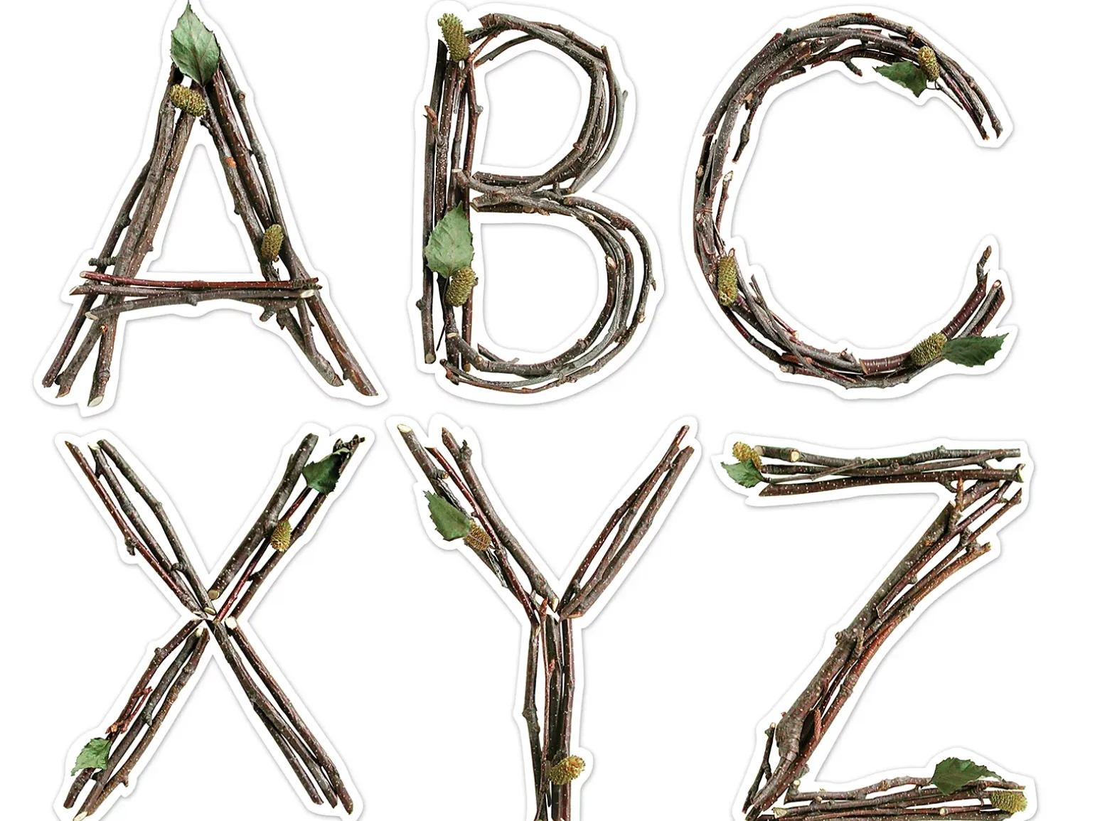 Rustic Twig 6" Punch-Out Letters