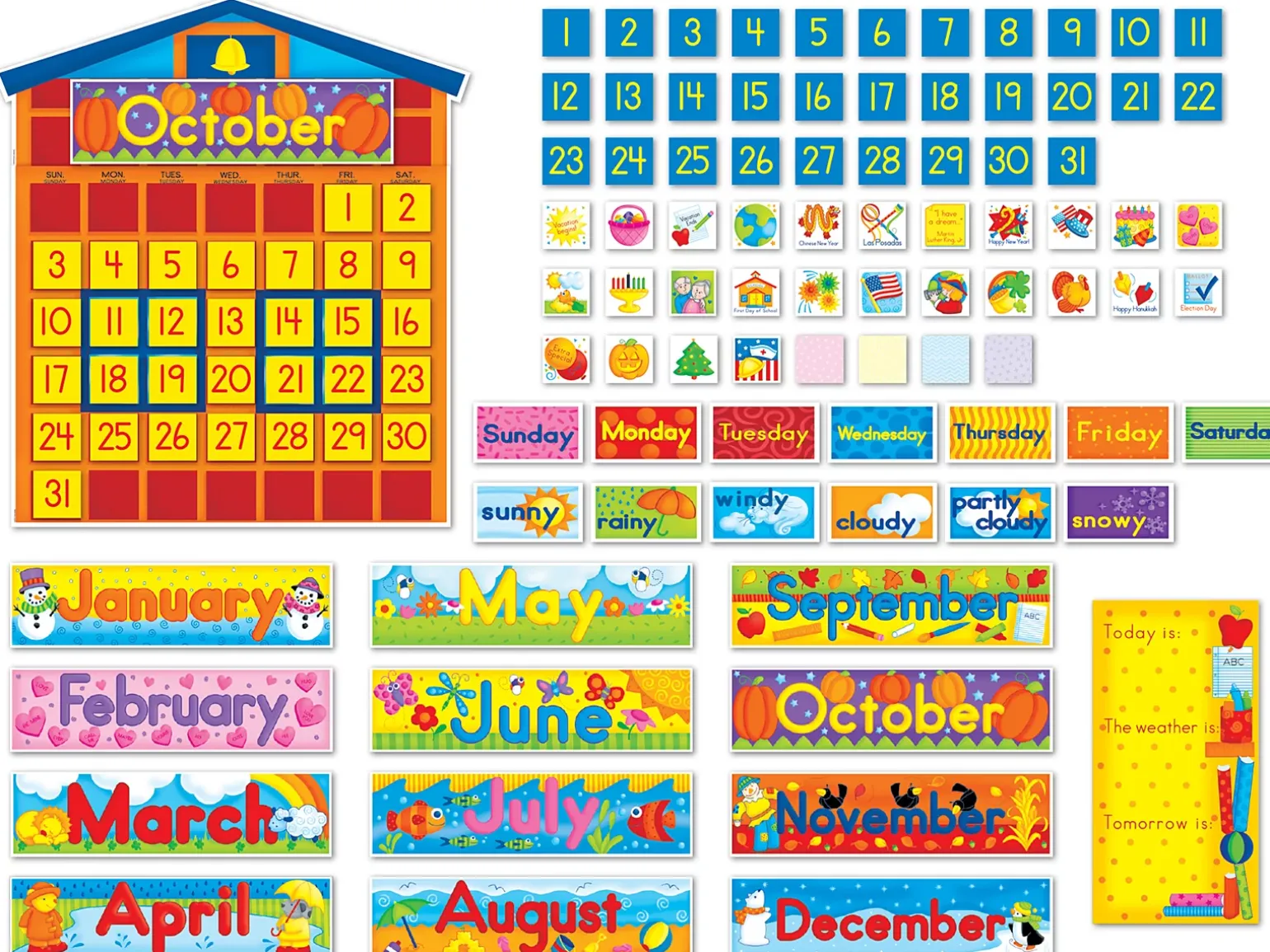 Schoolhouse Calendar Bulletin Board Set