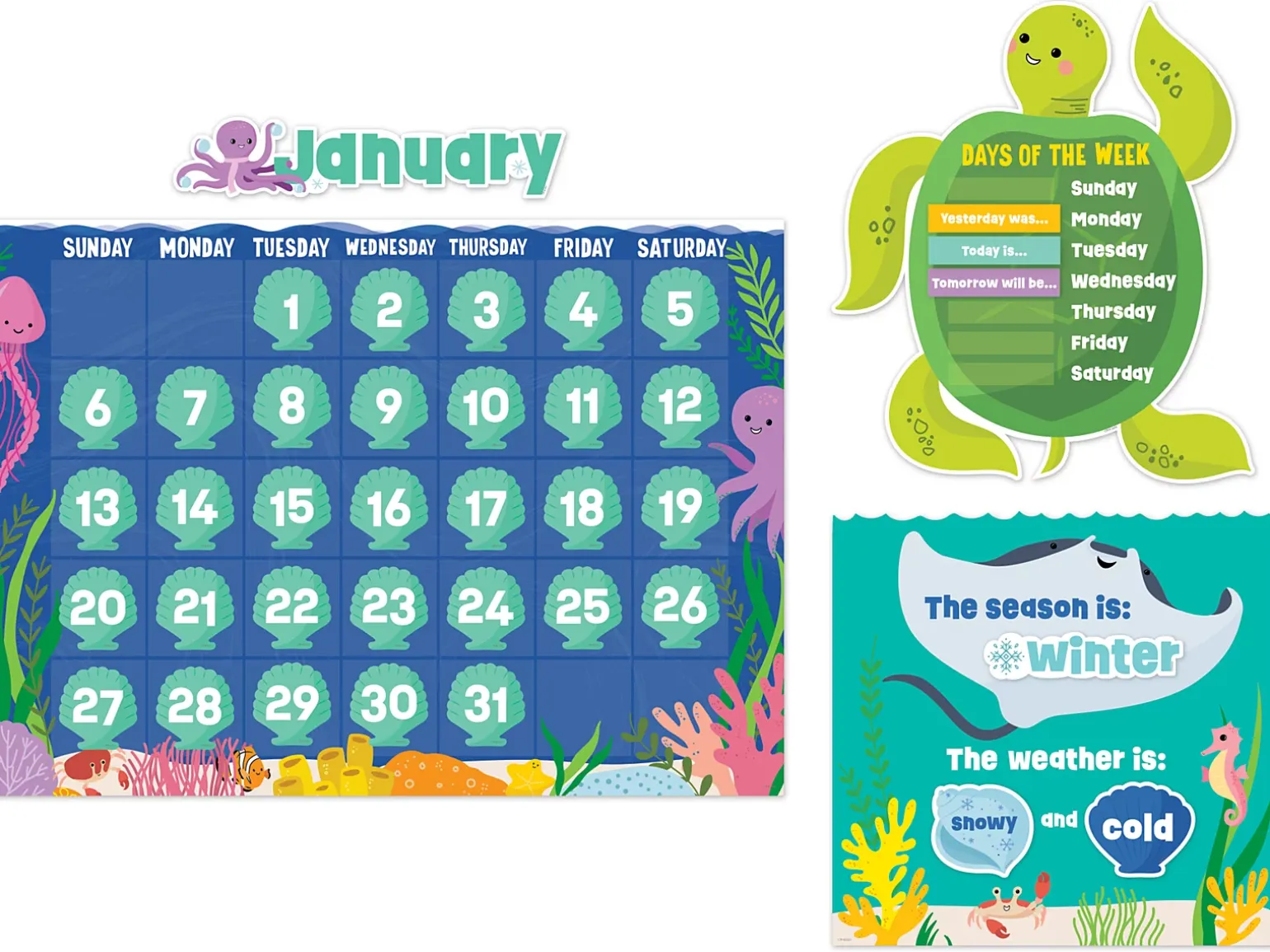 Sea Friends Calendar Bulletin Board Set