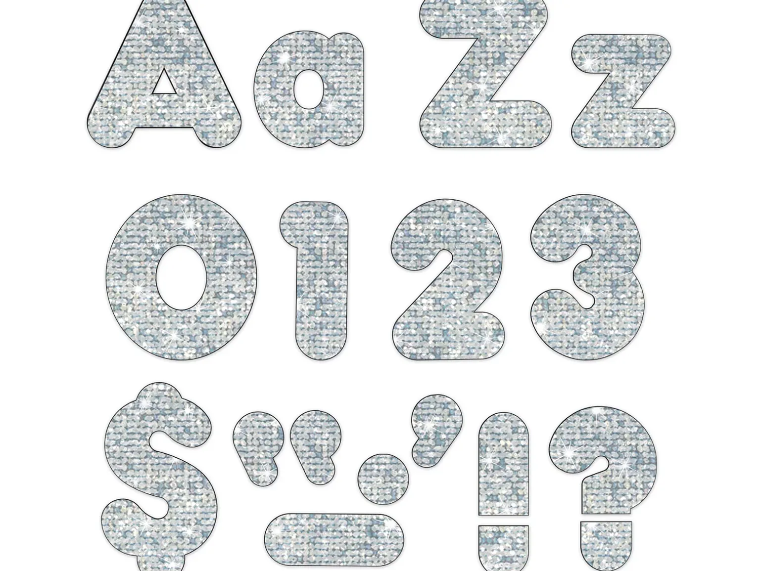 Silver Sparkle 4" Punch-Out Letters