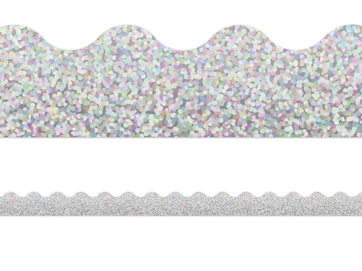 Silver Sparkle Scalloped Border