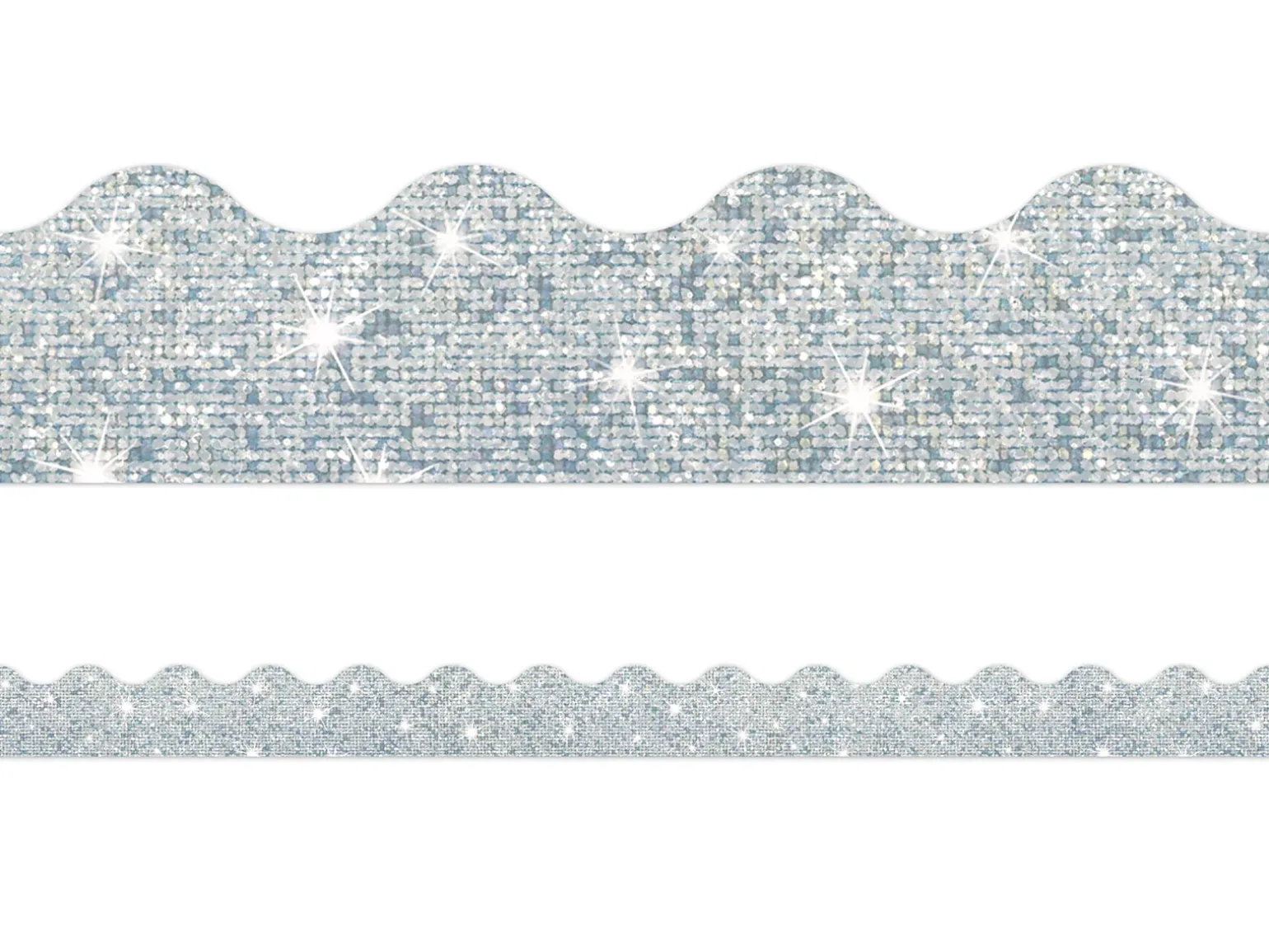 Silver Sparkle Scalloped Border